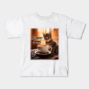 Purrfect Morning Coffee Kids T-Shirt